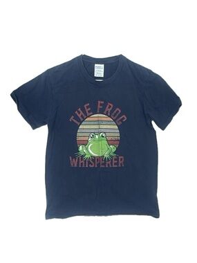 Kids unisex The Frog Whisperer navy blue short sleeve tee shirt size medium